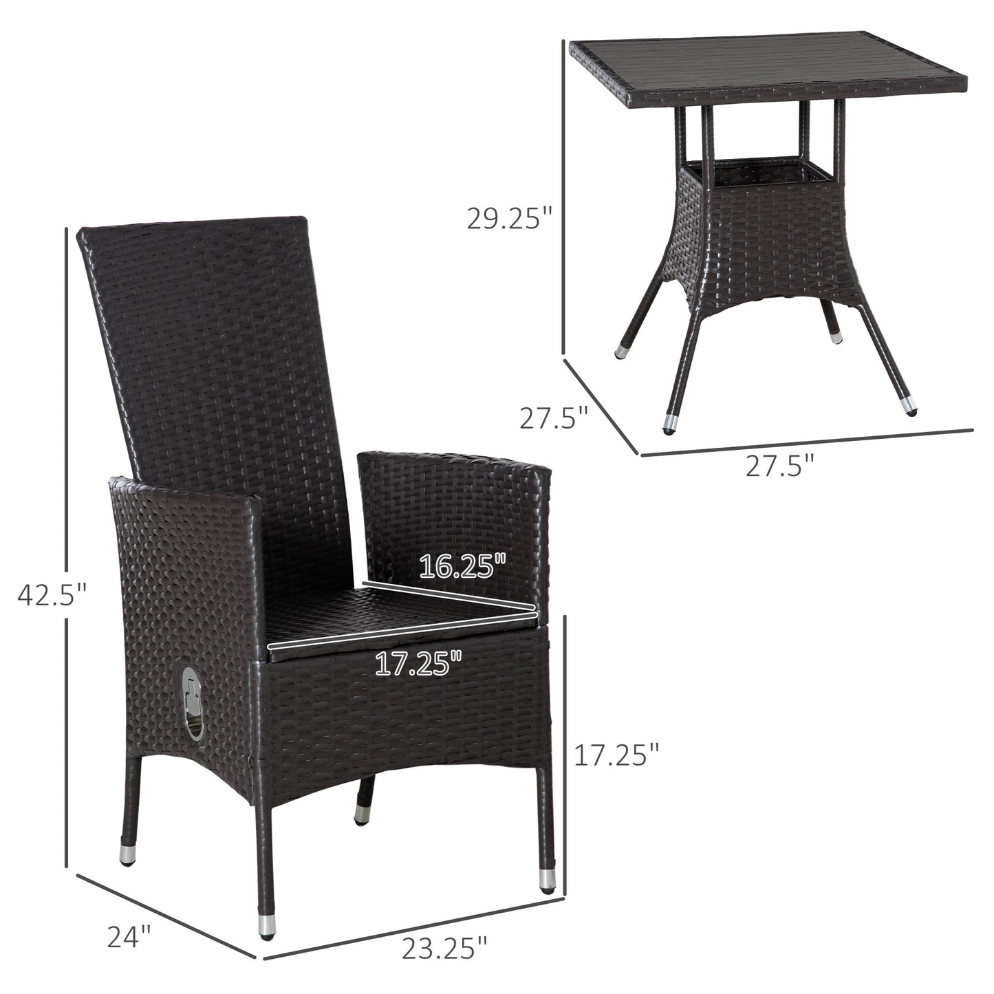 3-teiliges Patio-Bistro-Set
