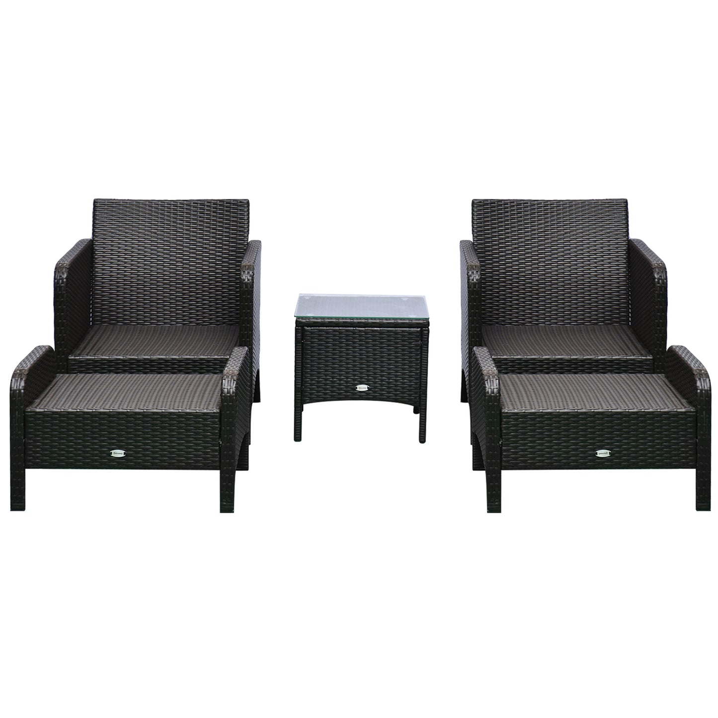 5-teiliges Lounge-Sessel-Set für Außenbereich und Terrasse mit 2 gepolsterten Sesseln