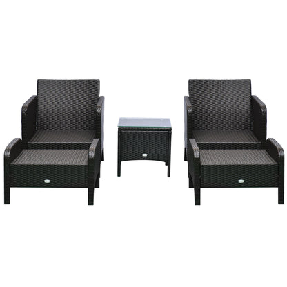 5-teiliges Lounge-Sessel-Set für Außenbereich und Terrasse mit 2 gepolsterten Sesseln