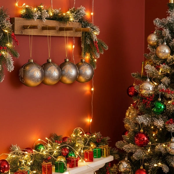 4-teiliges 4,7-Zoll Weihnachtskugel-Ornamente, Glas-Hänge-Dekorationen für Weihnachtsbaum und Partdekoration, FBA-Versand, Verkauf auf der Temu-Plattform verboten