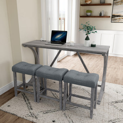 Bar Table Set With Power Socket, Bar Table And Chair Set For Living Room, Dining Room, Games Room