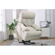 Überdimensionierter Power-Lift-Sessel für Senioren, Elektrischer Stoff-Sessel für Ältere, Heimkino-Sitzmöbel, Ausklappbarer Sofa-Sessel mit Fernbedienung, Seitentasche, Geräumiger Sitz in Hellgrau