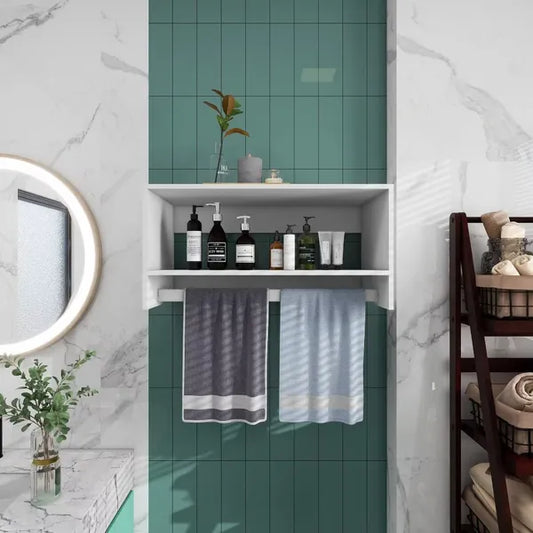 16"H Livelylodge Holz-Modularschrank-Aufbewahrung: Kleiderschrank-Organizer Modernes offenes Kleiderschrank-System mit Kleiderstange und Regalen für das Badezimmer, weißes Finish für alle Altersgruppen