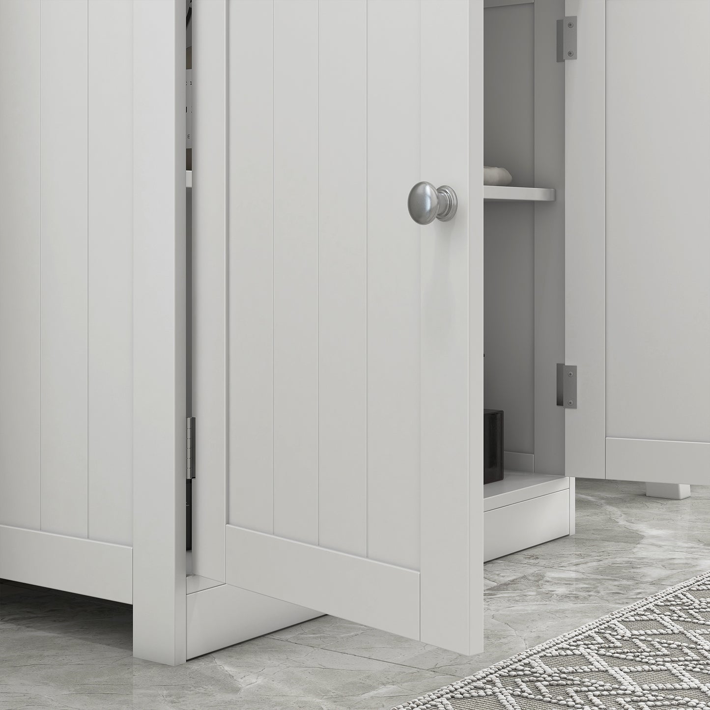 Unterwaschbecken-Badregal, Sockel-Waschbecken-Schrank mit 2 Türen, Regal und U-Form, Weiß