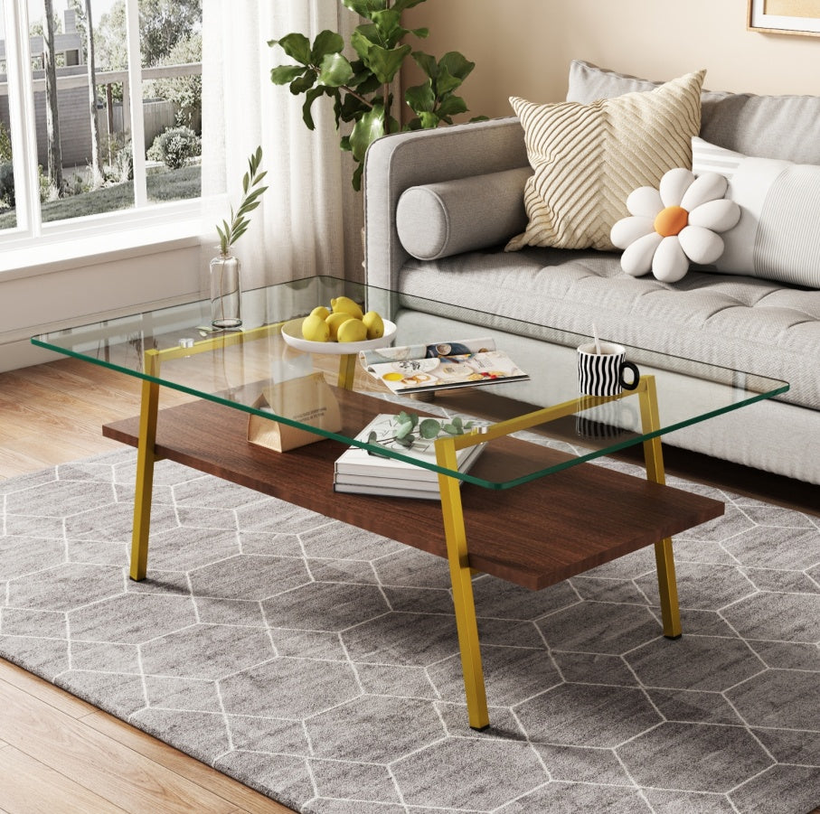 Glass Gold Coffee Table