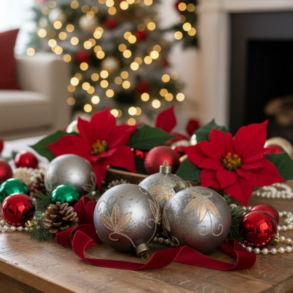 4-teiliges 4,7-Zoll Weihnachtskugel-Ornamente, Glas-Hänge-Dekorationen für Weihnachtsbaum und Partdekoration, FBA-Versand, Verkauf auf der Temu-Plattform verboten