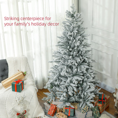 HOMCOM 1,80 m künstlicher Weihnachtsbaum mit Schneebeschichtung und 994 Zweigen, klappbarem Metallständer, einfacher Montage, gefalteter Weihnachtsbaum für Zuhause, Büro, Feiertage, Grün