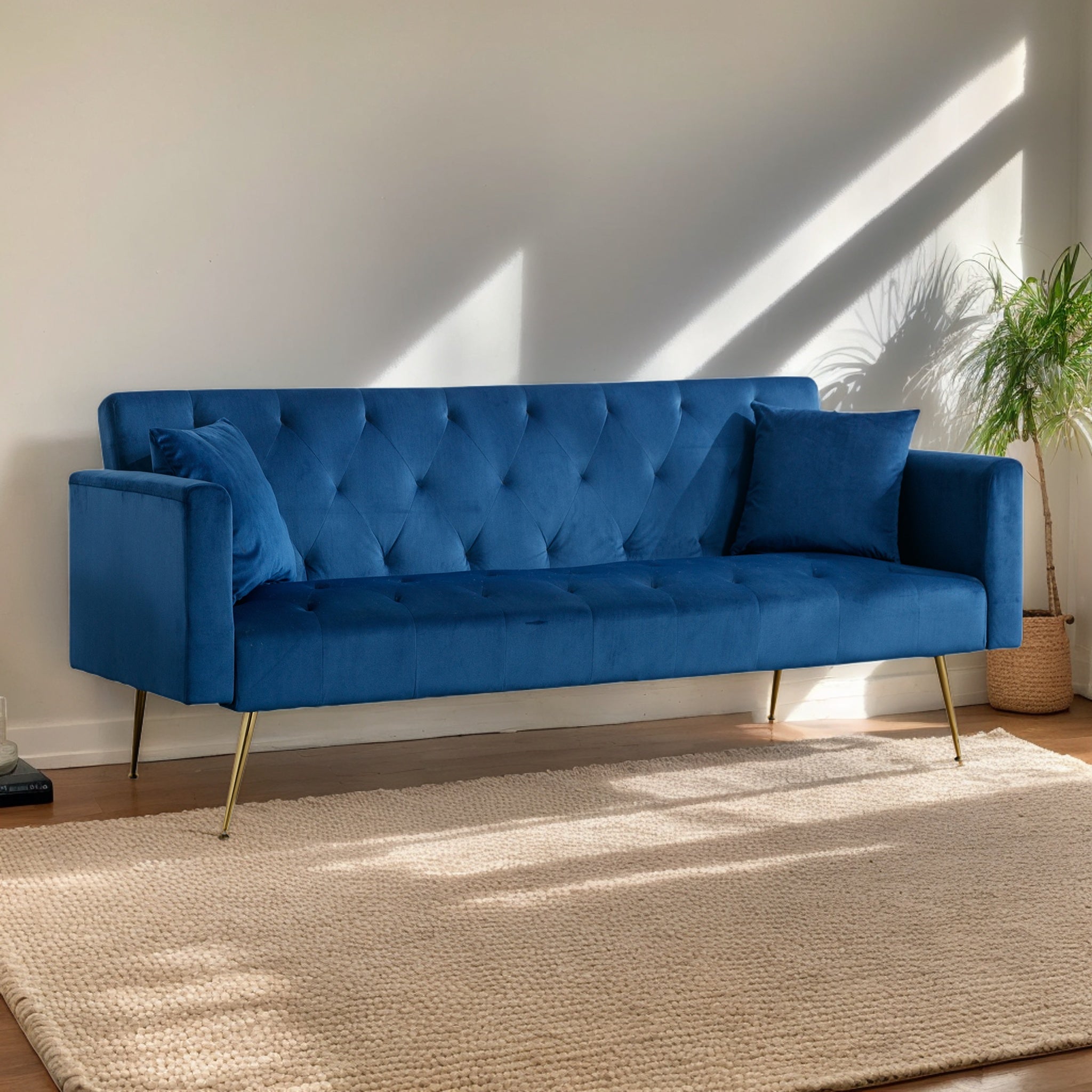 Blue Velvet Sofa Bed