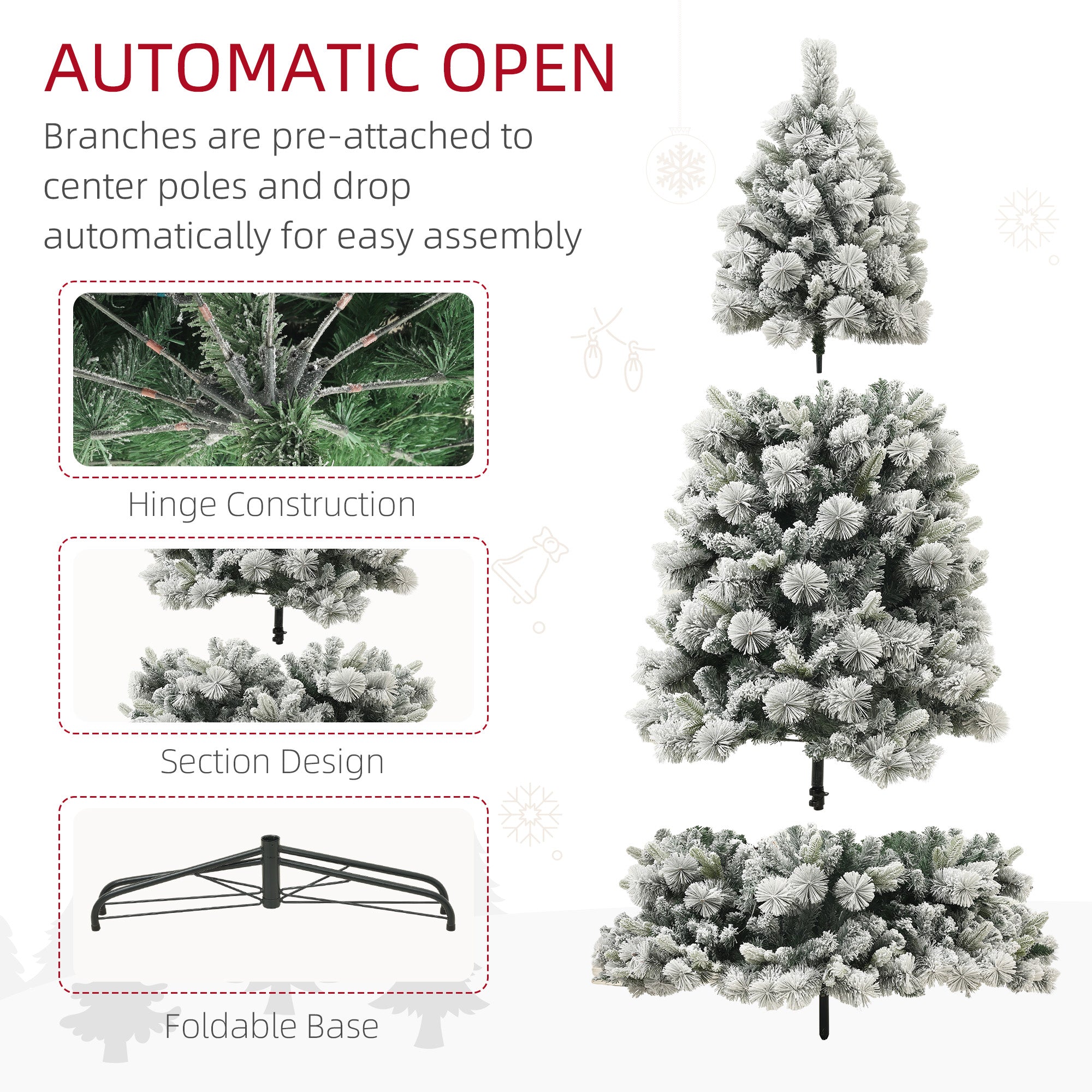 Green Flocked Pre-Lit Christmas Tree