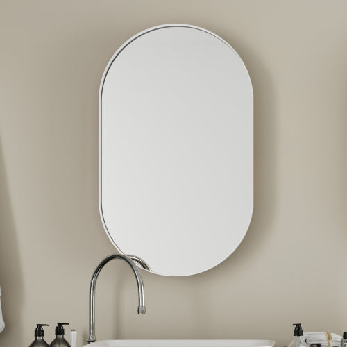 20x34 Zoll Ovales Einbauschrank aus Metallrahmen für das Badezimmer mit Spiegel und einstellbaren Regalen Nicht verfügbar Plattformen- Temu