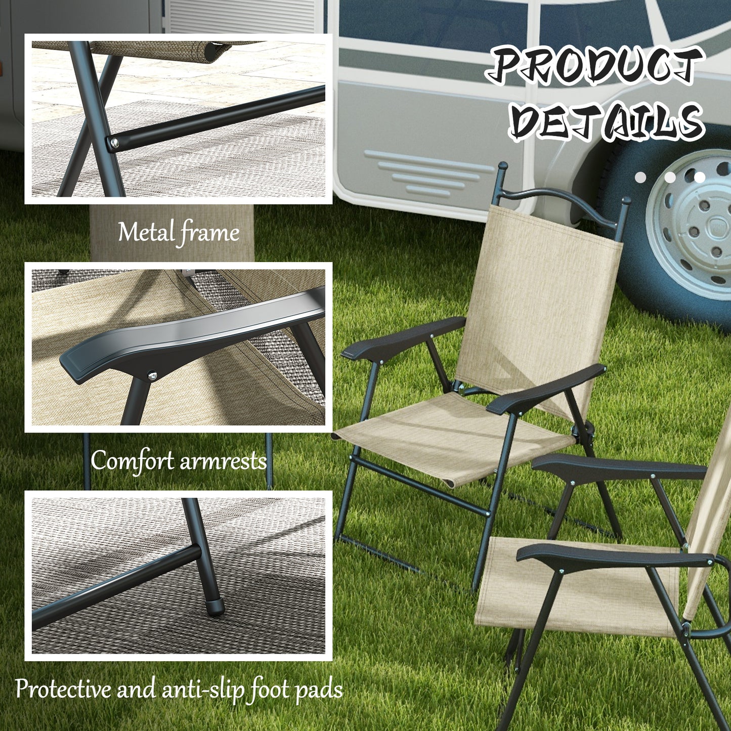 4-teiliges klappbares Garten-Camping-Stuhl-Set