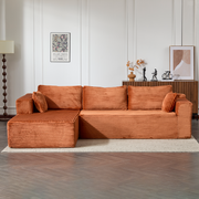 Brown Corduroy Sectional Sofa Modular Deep Seat