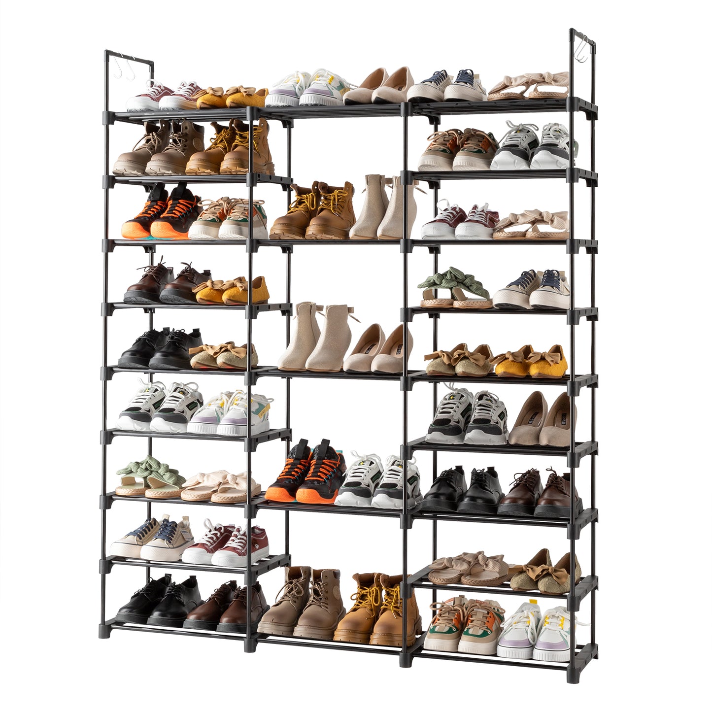 9-stufiges Schuhregal-Aufbewahrungssystem Schuhregal-Organizer für den Eingangsbereich Fassend für 50-55 Paar Schuhe, stapelbares Schuhschrank-Schuhregal