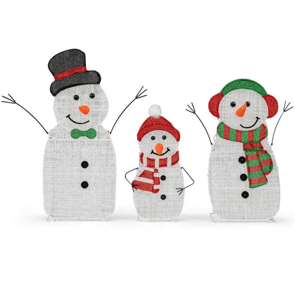 Lighted Snowman Family Decor