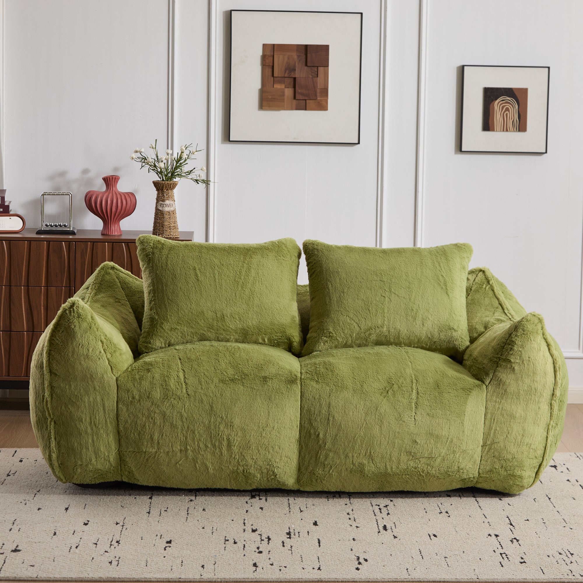 Green Fluffy Bean Bag