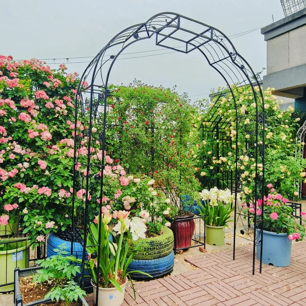 Metall-Gartenbogen B74,4'' x H98,4'' Gartenlaube Rankgitter Kletterpflanzen-Stütze Rosenbogen Außenbogen