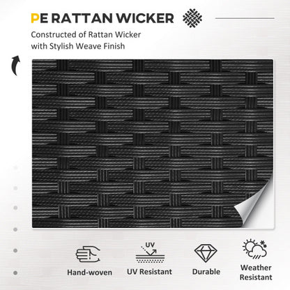 Outsunny 8-teiliges PE-Rattan-Ecksofa-Set mit dicken Polstern, Aluminium-Außenbereich-Rattan-Gartenmöbel-Set mit Glasplattentisch, keine Montage erforderlich, Schwarz