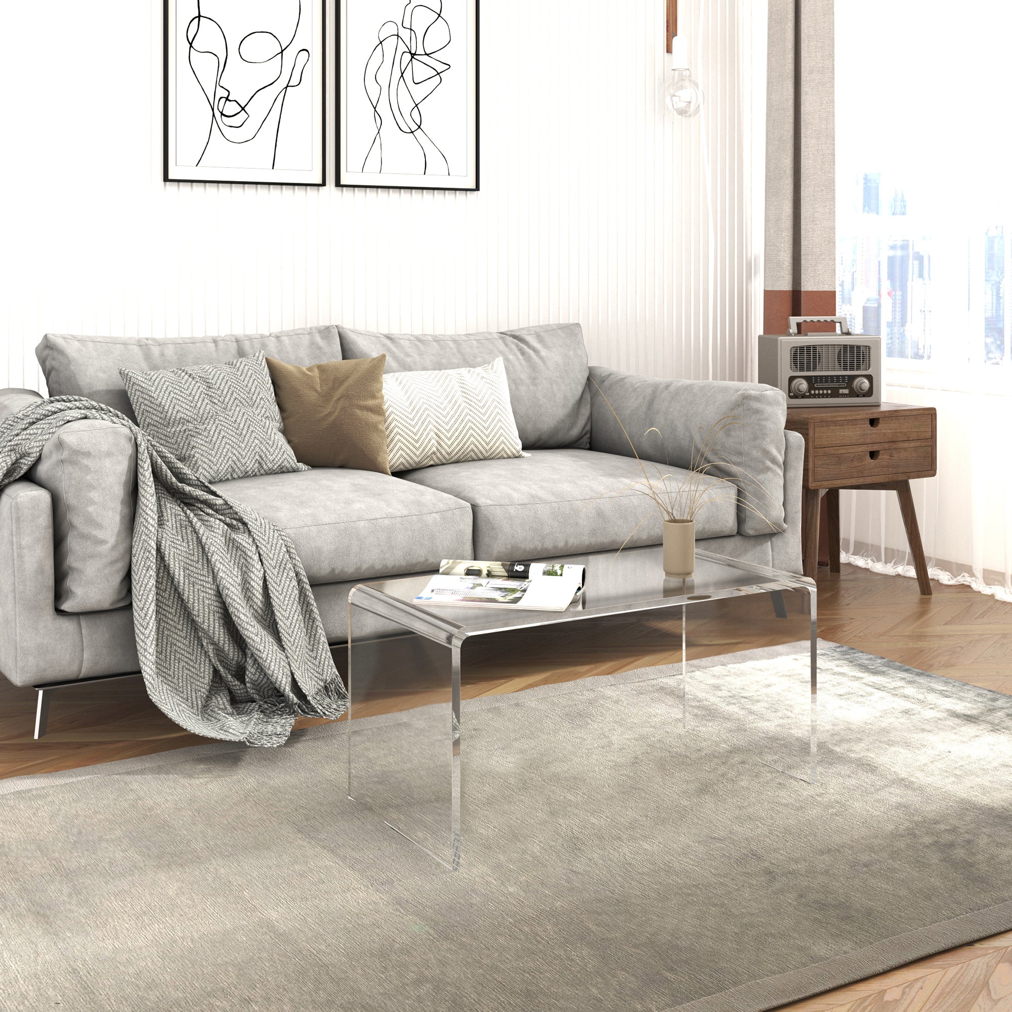 Clear Waterfall Coffee Table