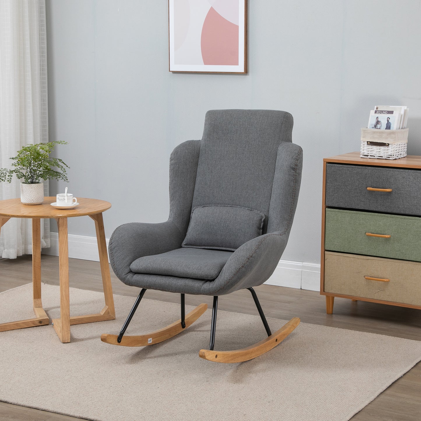 Moderne Schaukelstuhl mit abnehmbarem Lendenkissen, Sofa-Sessel mit dicker Polsterung