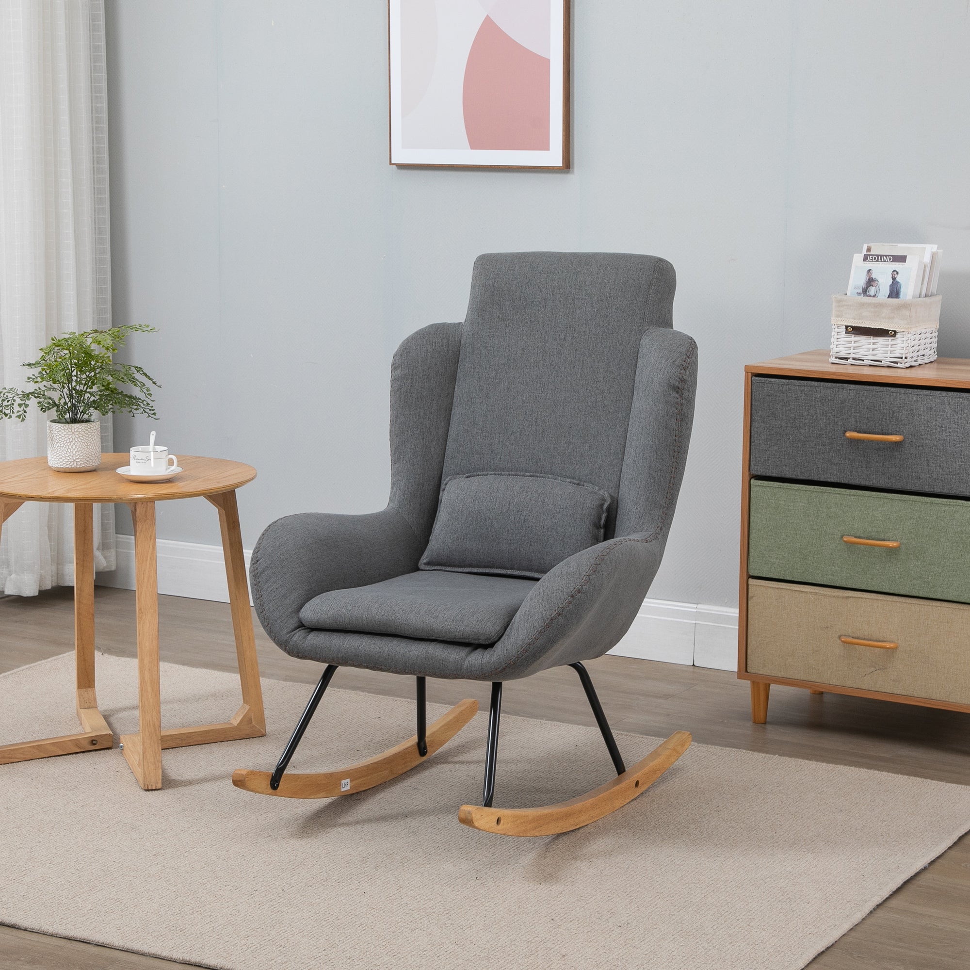 Moderne Schaukelstuhl mit abnehmbarem Lendenkissen, Sofa-Sessel mit dicker Polsterung