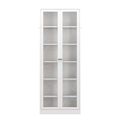 Metall-Küchen-Vorratsschrank - Hoher Stauraum mit 5 einstellbaren Regalen, Weißer freistehender Schrank für Küchen-Vorratsraum und Badezimmer