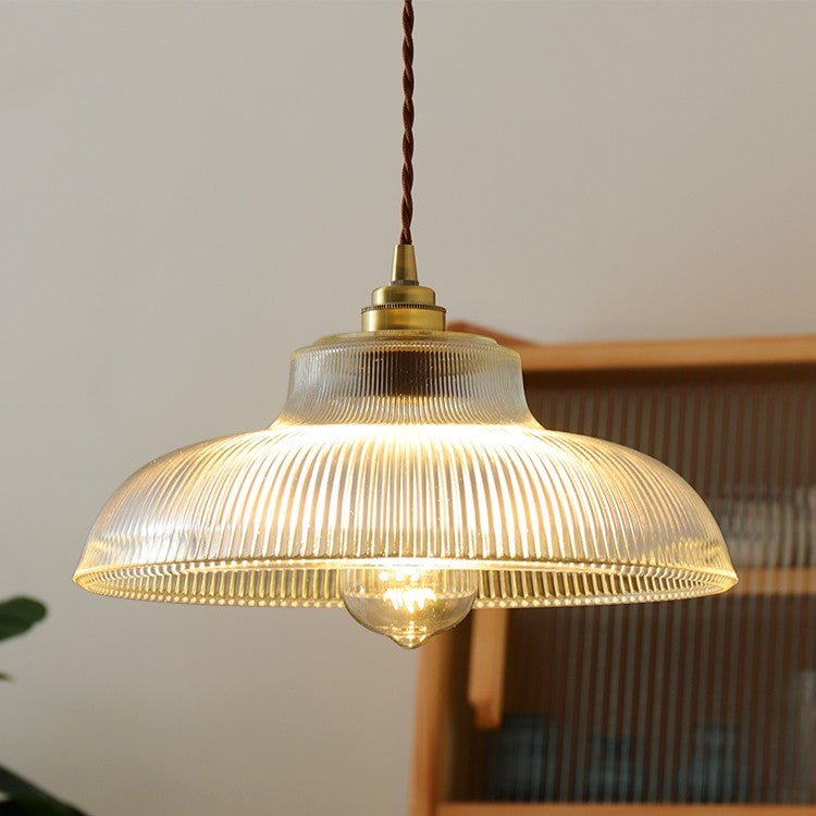 Brass Glass Bar Chandelier Three-Head Japanese Style