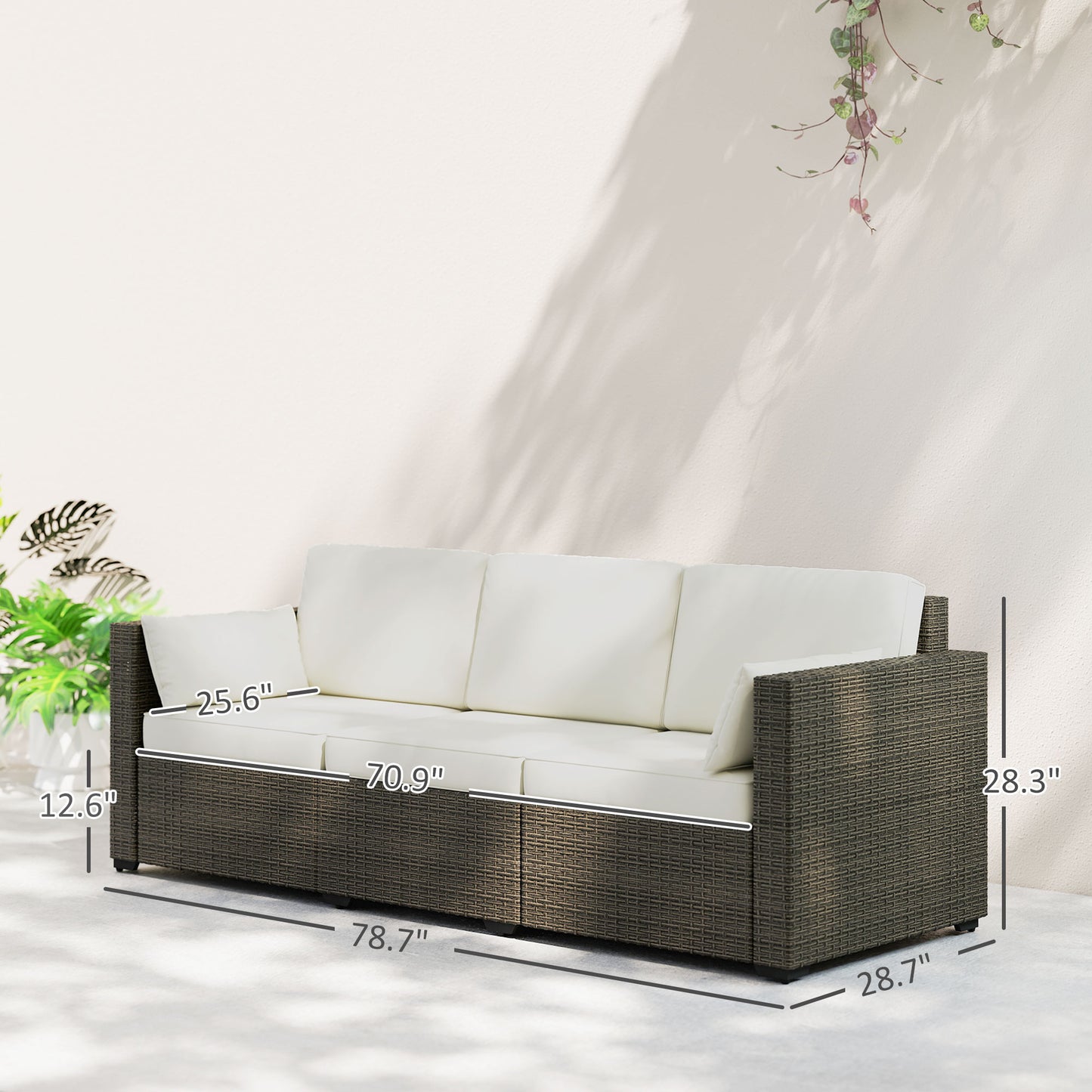 Patio Couch PE Deep Seating Outdoor Sofa with Removable Cushions