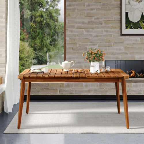 Akazienholz-Esstisch für 6 Personen, Outdoor-Tisch, Bauernhaus-Möbel für Terrasse, Garten, Hinterhof, Teak 180 LBS Tragfähigkeit 63L