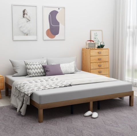 Walnut Platform Bed Frame Queen No Box Spring