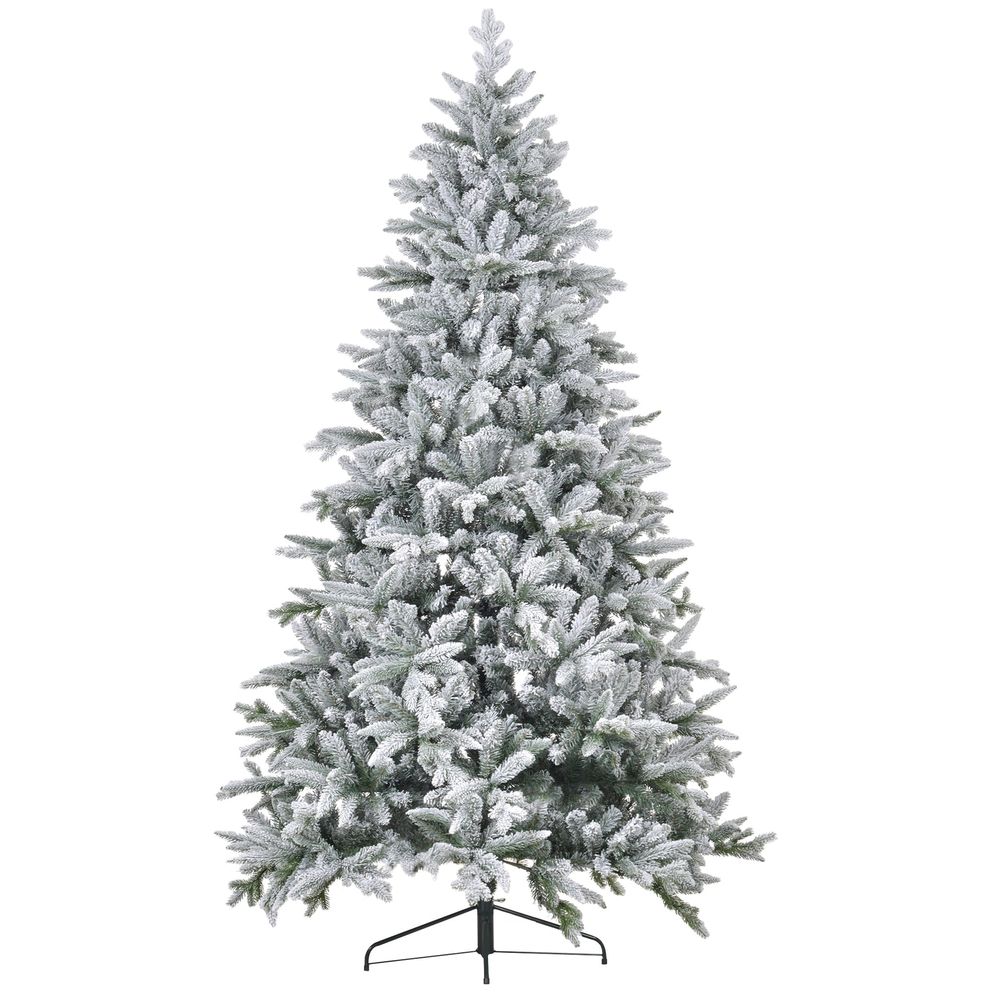 HOMCOM 2,4 m künstlicher Weihnachtsbaum mit Schneeauflage, 2003 Ästen, klappbarem Metallständer, einfacher Montage, gefalteter Weihnachtsbaum für Zuhause, Büro, Feiertage, Grün