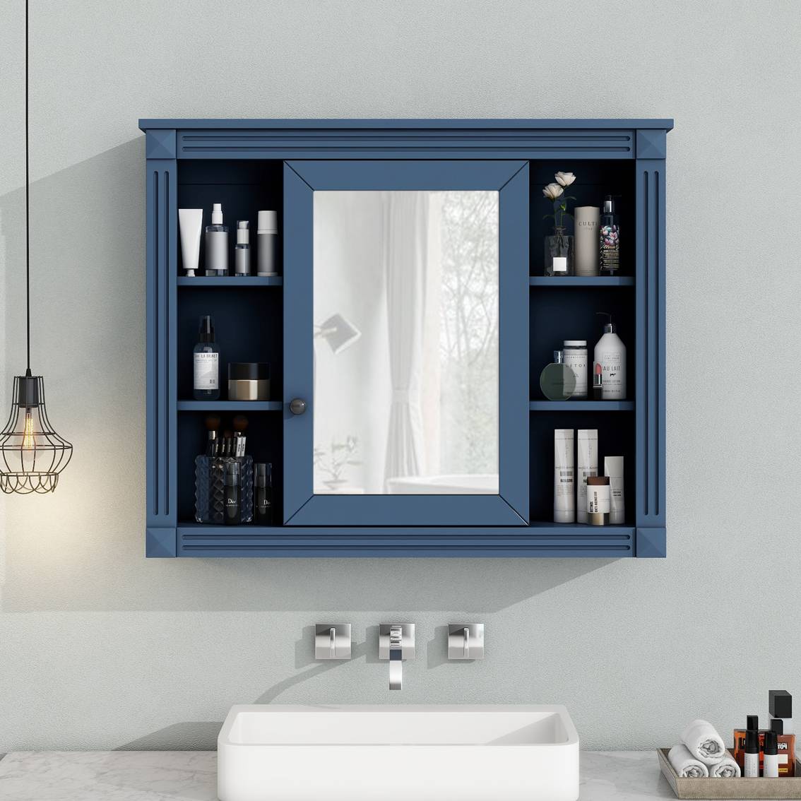 Wandmontierter Badezimmerschrank Moderner Wand Schrankschrank mit Spiegel Spiegelschrank