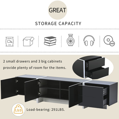 Contemporary White & Black TV Stand, Unique Style Console For TVs