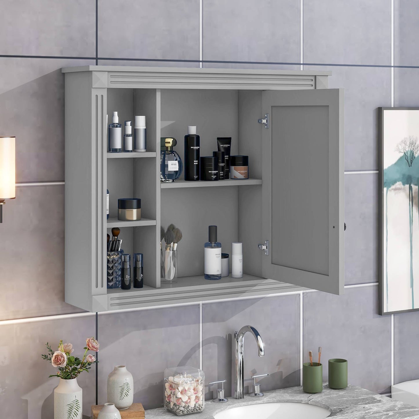 Wandmontierter Badezimmerschrank Badezimmer-Wandregal mit Spiegel