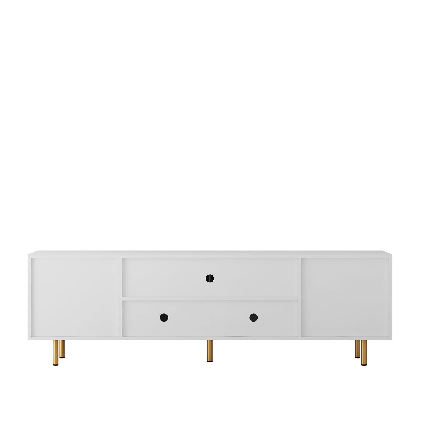 Weißes modernes TV-Ständer Fluted T, Entertainment-Center mit Stauraumtüren, TV-Konsole Medienschrank, für 55-Zoll-TV, Wohnzimmer
