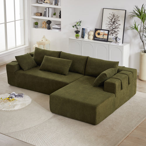 Moderne Chenille-Polster-Sofagarnitur, Modulares 108 L-förmiges Sofaset für das Wohnzimmer mit 6 Kissen, Freie Kombination-Sofagarnitur für Wohnzimmer, Schlafzimmer