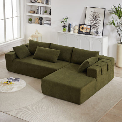 Moderne Chenille-Polster-Sofagarnitur, Modulares 108 L-förmiges Sofaset für das Wohnzimmer mit 6 Kissen, Freie Kombination-Sofagarnitur für Wohnzimmer, Schlafzimmer