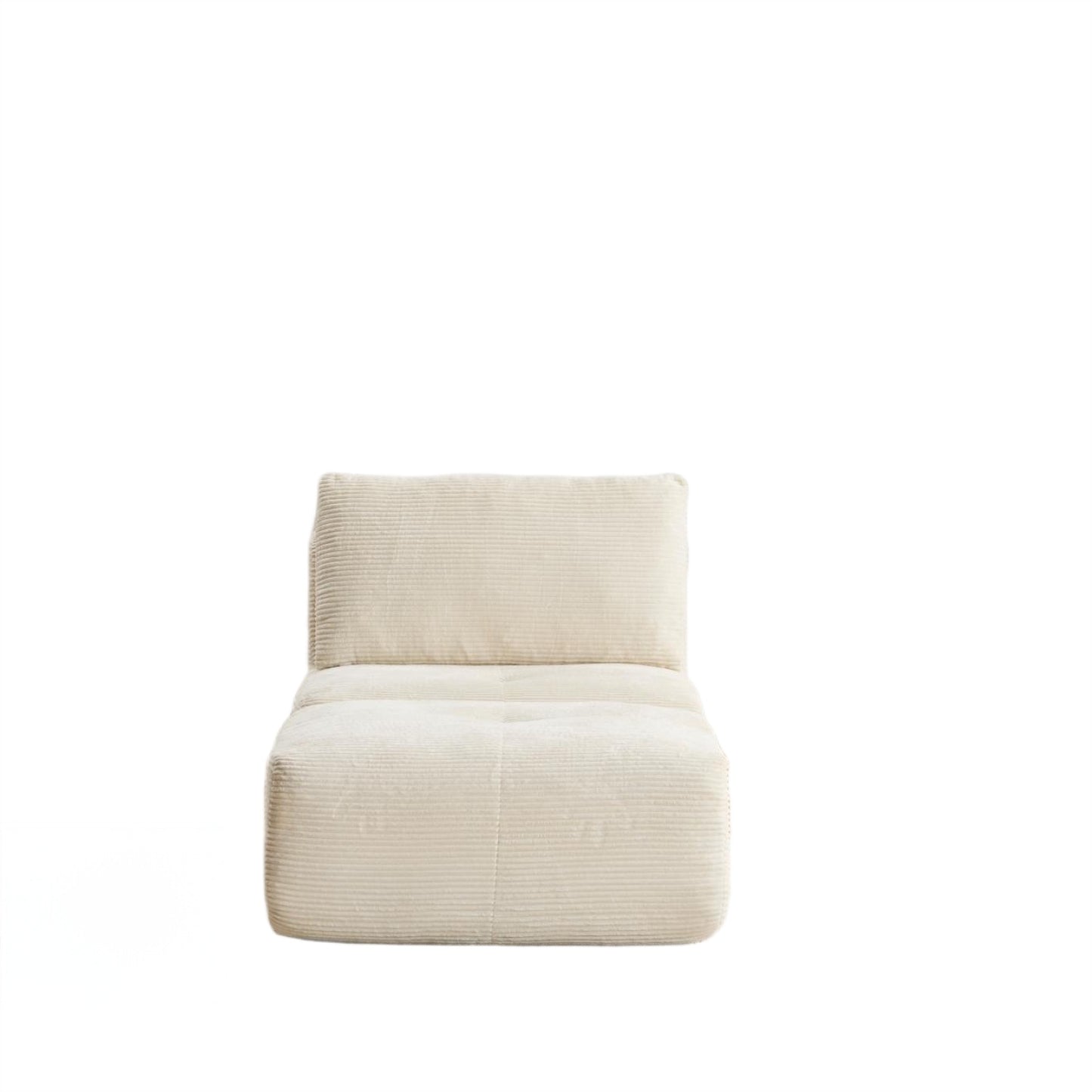 Moderne Kompressions-Matratzen-Sofa, Einzelne Chaiselongue für das Wohnzimmer, Haustierfreundliches Wolkenmodulares Ecksofa, Corduroy-Stoff, Verschiebbare Pouf, Keine Montage erforderlich, Beige