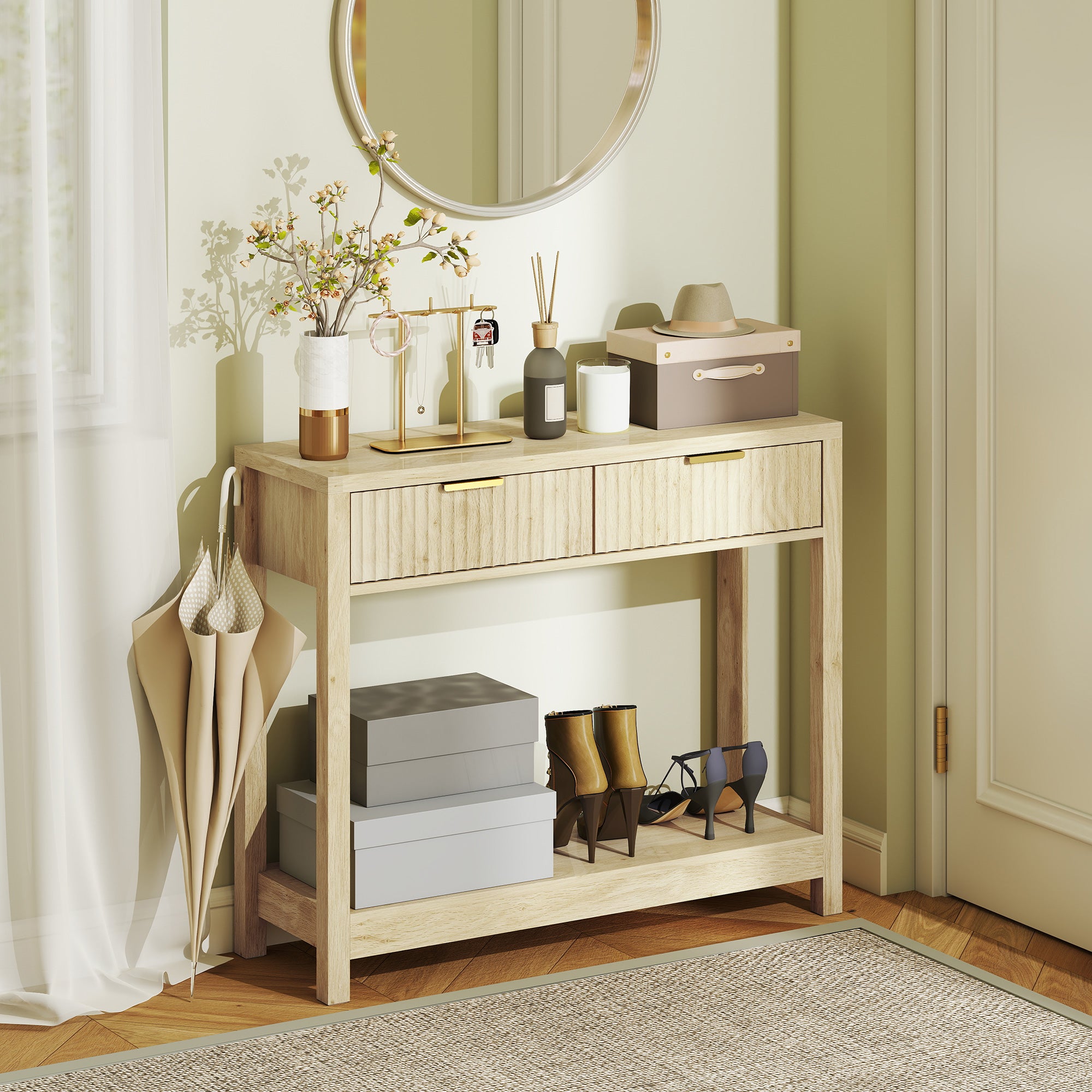 Natural Wood Console Table