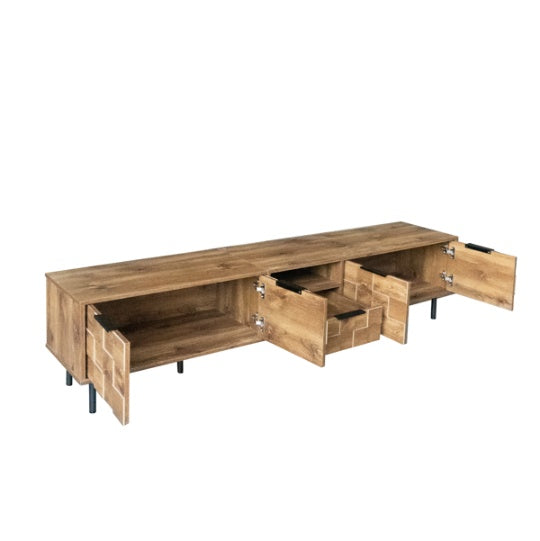 TV-Ständer 78 für 85 75 65 Zoll Fernseher, TV-Konsolen für das Wohnzimmer, Unterhaltungszentrum Holz TV-Medien mit Stauraum