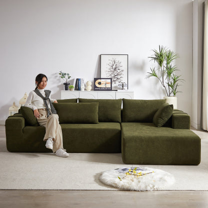 Moderne Chenille-Polster-Sofagarnitur, Modulares 108 L-förmiges Sofaset für das Wohnzimmer mit 6 Kissen, Freie Kombination-Sofagarnitur für Wohnzimmer, Schlafzimmer