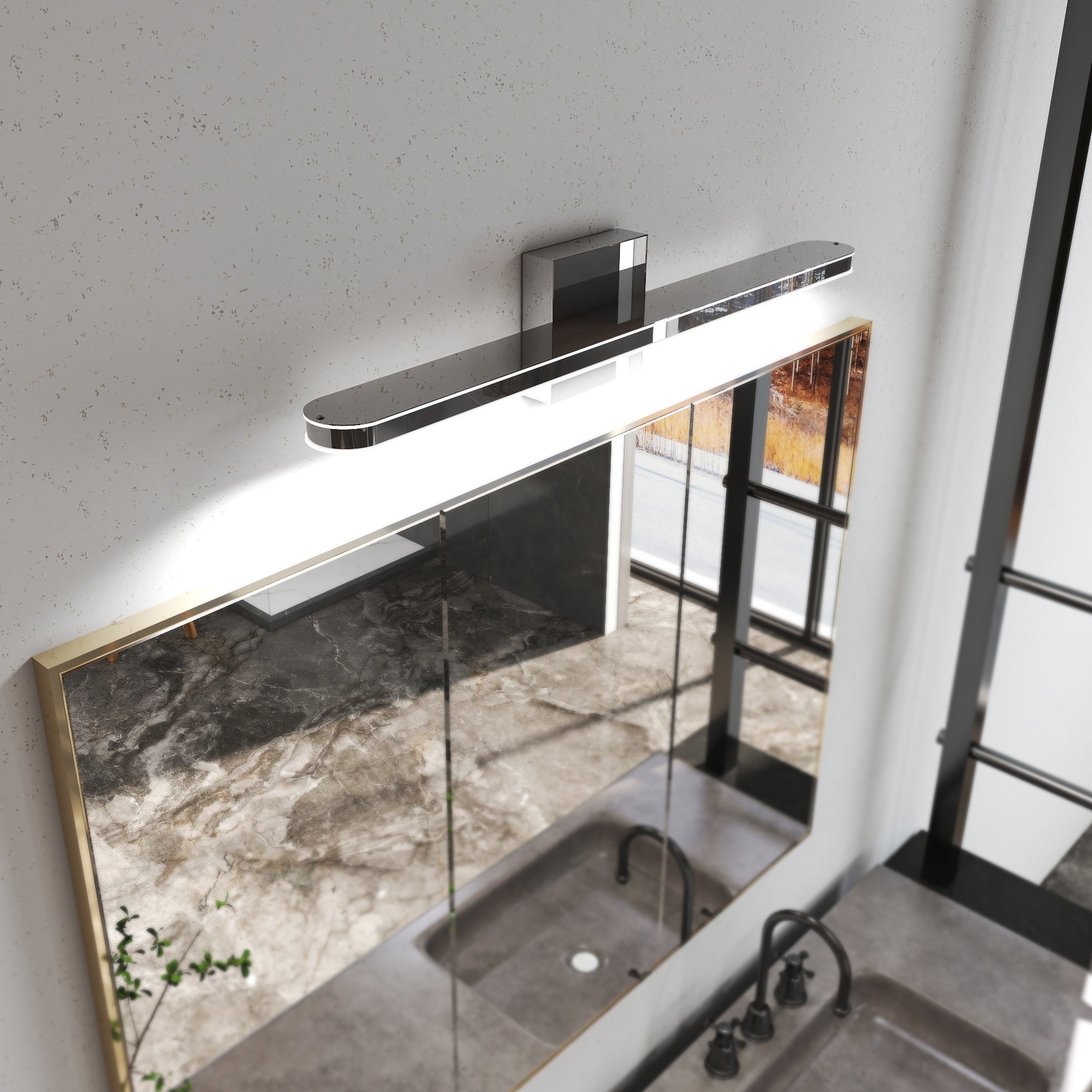 Moderne Badezimmerleuchten Dimmbare LED-Spiegelleuchten Chromlampen für Badezimmerspiegel 24-Zoll-Wandleuchten Innen 12W Leuchtenleiste für Badezimmer Waschraum Schlafzimmer 6000K Wandlicht für Badezimmer