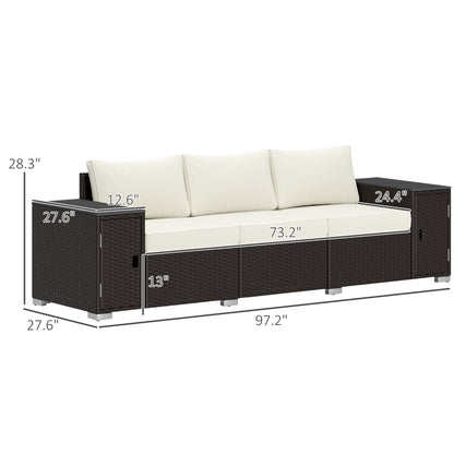 3-Sitzer-Außenliege-Patio-Sofa mit Stauraum