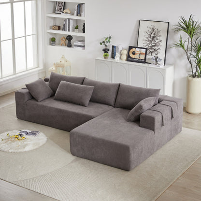 Moderne Chenille-Polster-Sofagarnitur, Modulares 108 L-förmiges Sofaset für das Wohnzimmer mit 6 Kissen, Freie Kombination-Sofagarnitur für Wohnzimmer, Schlafzimmer
