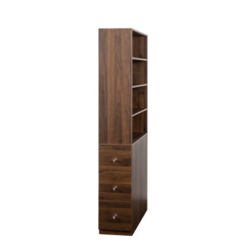 70,87 H Display-Schrankschrank, 4-stufiges Regal, 3 seitliche Schubladen, moderner hölzerner hoher Bücherregal-Bücherschrank für Wohnzimmer und Home-Office