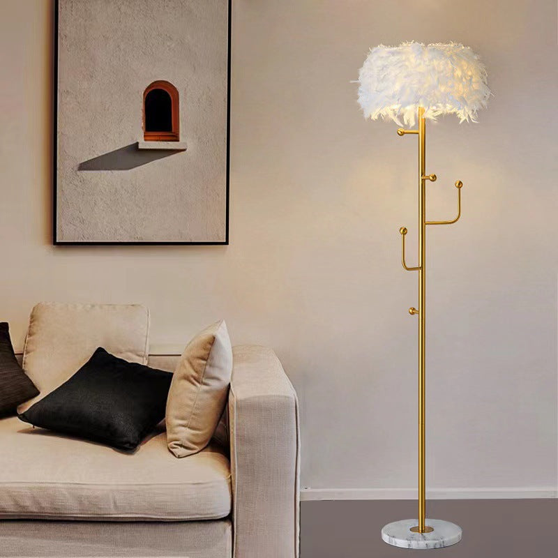 Feather Marble Floor Lamp