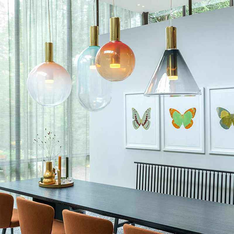 Nordische Kunst Geometrische Konische Buntglas-Kugel-Lüster