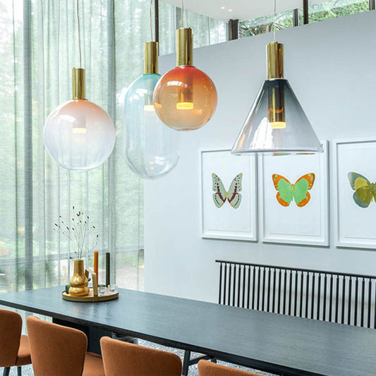 Nordische Kunst Geometrische Konische Buntglas-Kugel-Lüster