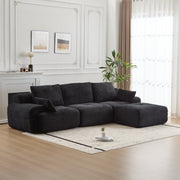 Moderne Kompressions-Memory-Schaum-Sofa, Große Ecksofas für das Wohnzimmer, Haustierfreundliches Wolkenmodulares Ecksofa, Kordstoff, Extra Tiefes Zweiersofa, Keine Montage erforderlich, Schwarz