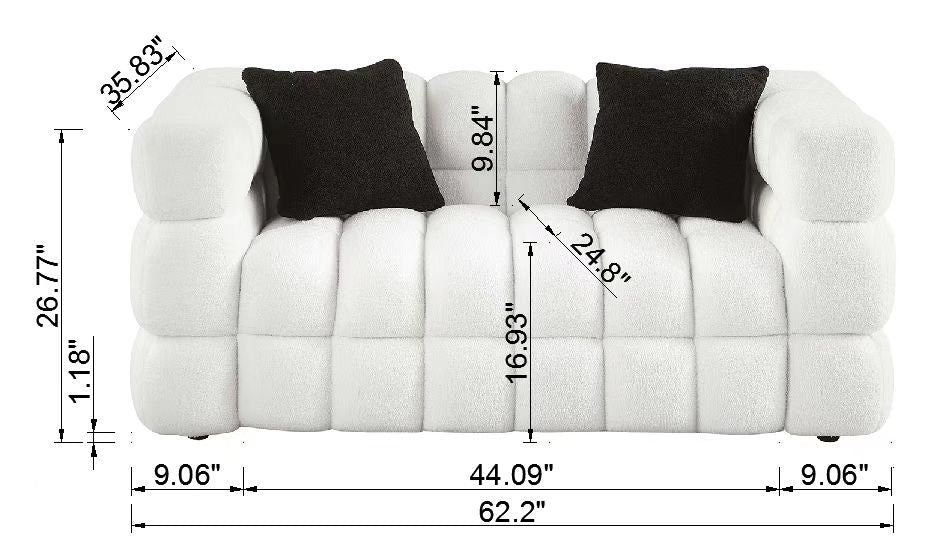 White Boucle 2-Seater Sofa