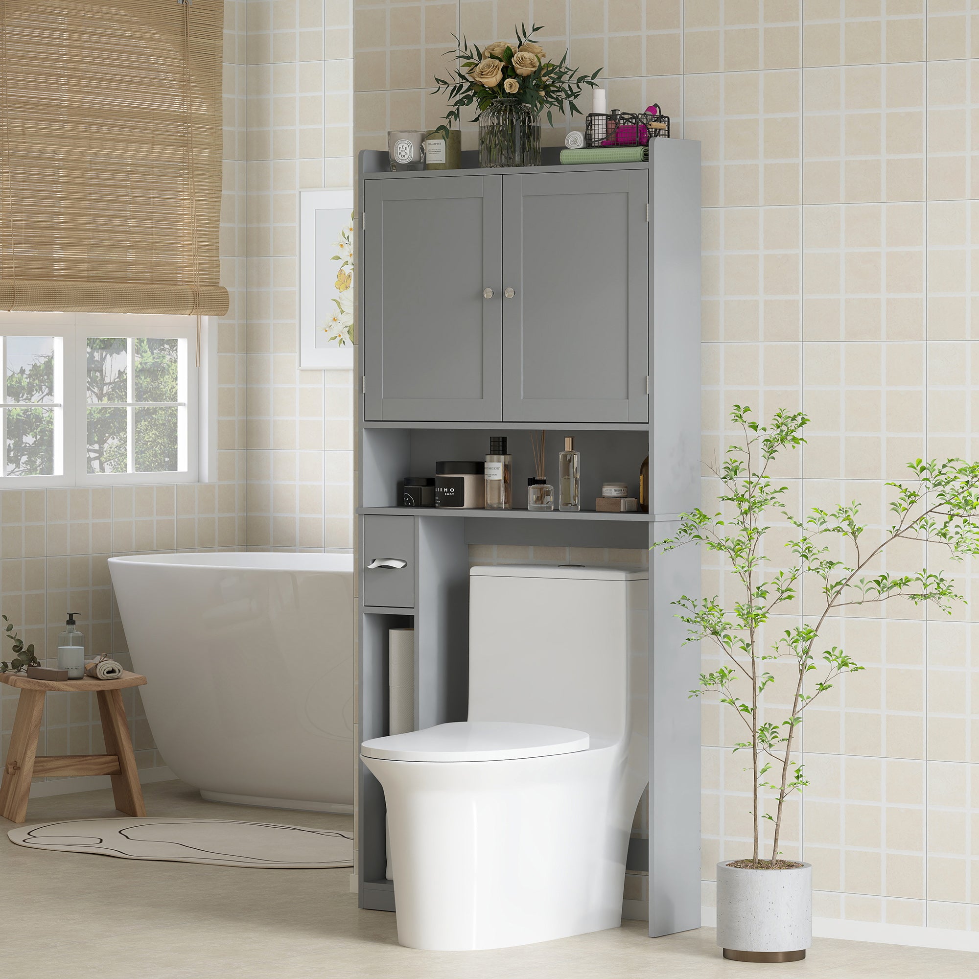 Moderne Aufbewahrungsschrank über der Toilette mit 2 Türen